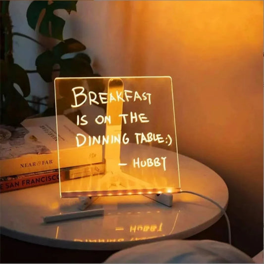 Multicolor 3D Acrylic Message Board – LED Light-Up Writing Board with Tripod & Pens