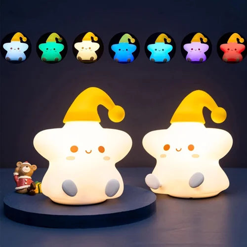 Star Silicone Night Lamp – 7 Color Changing Touch Light
