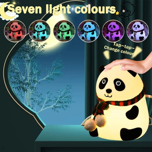 Panda Silicone Table Lamp – Touch-Activated, Multicolor LED Light