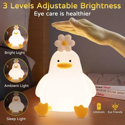 Silicone Duck Night Light – Adjustable Multicolor LED for Kids Room